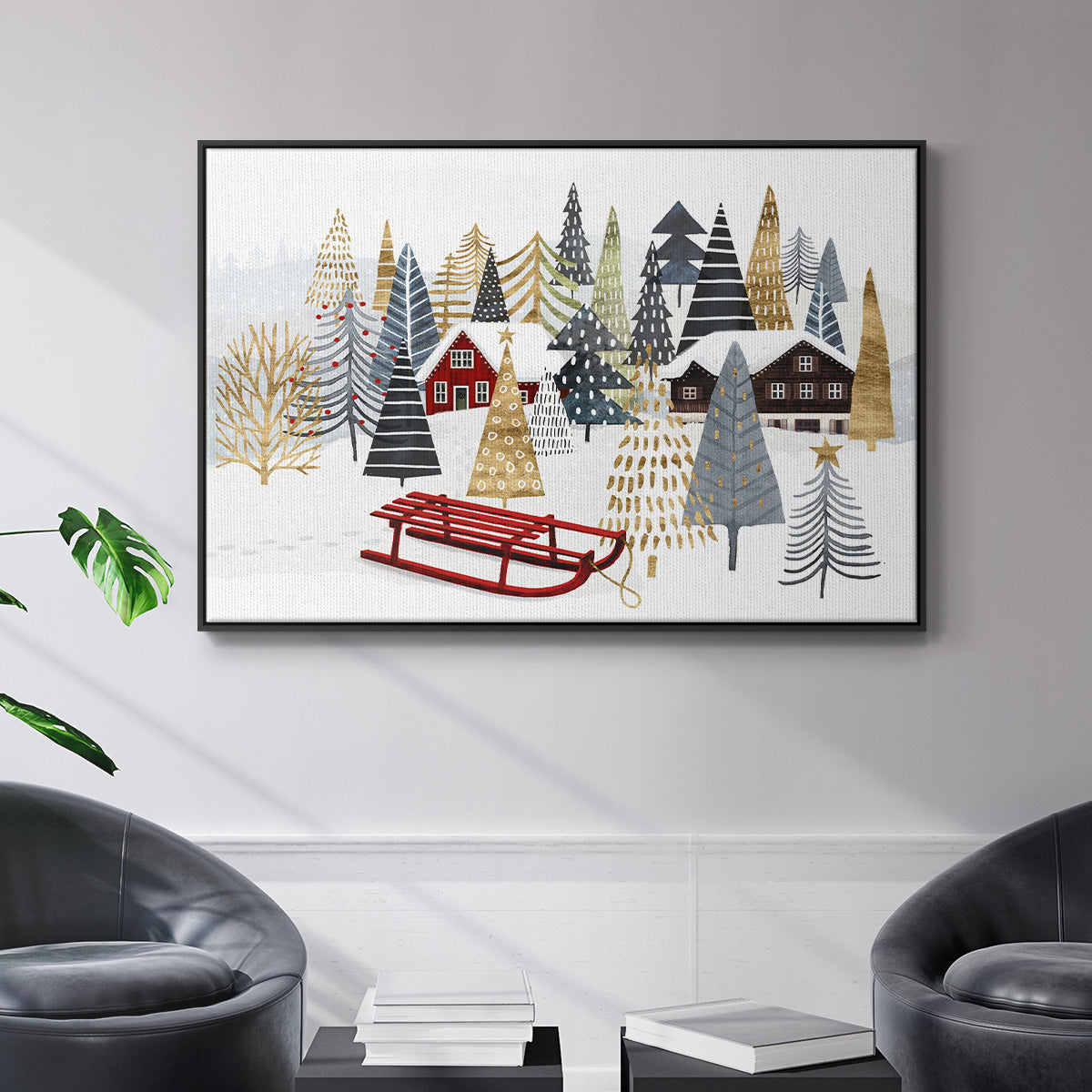 Christmas Chalet Collection A - Floater Framed Canvas Print