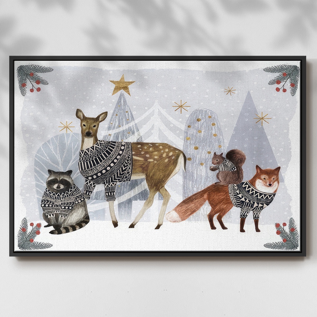 Cozy Christmas Collection A - Floater Framed Canvas Print