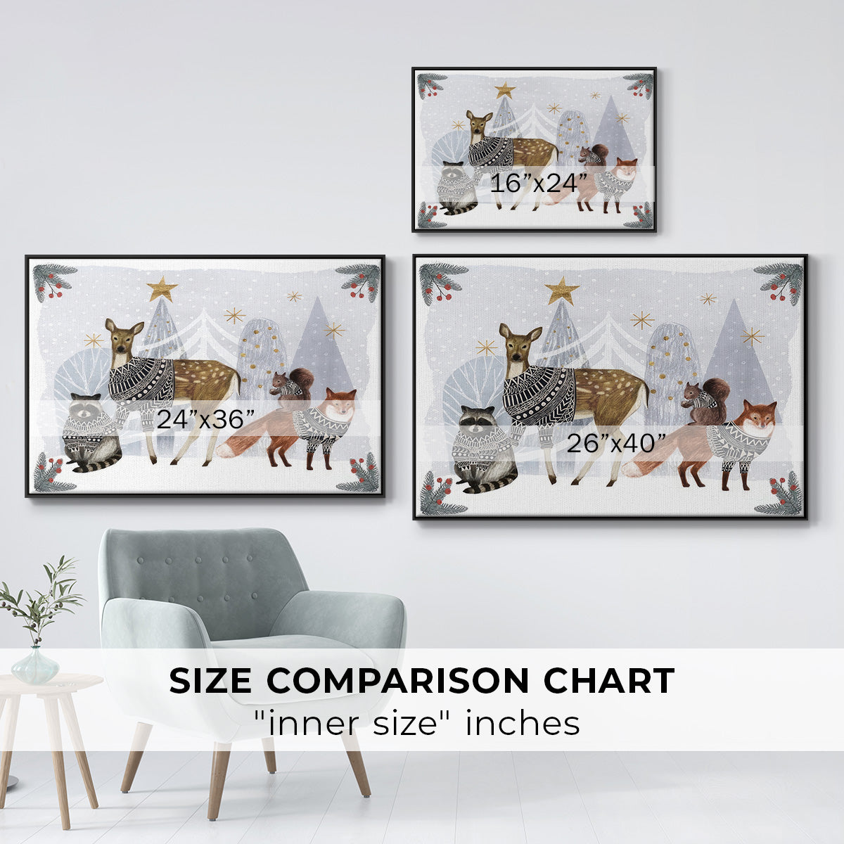 Cozy Christmas Collection A - Floater Framed Canvas Print