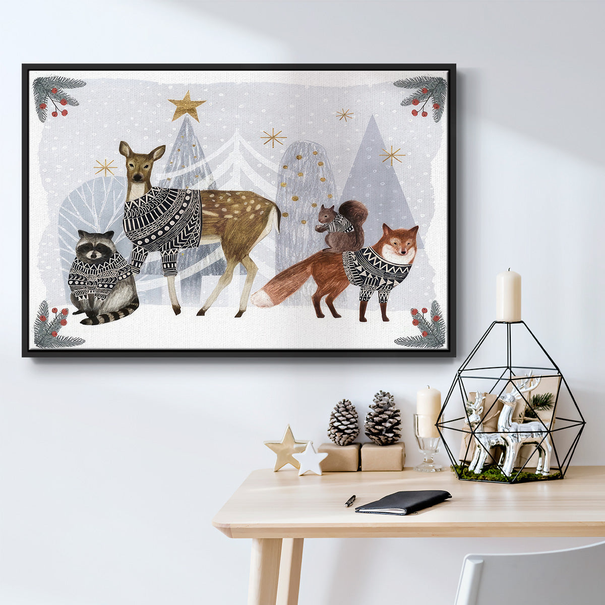Cozy Christmas Collection A - Floater Framed Canvas Print
