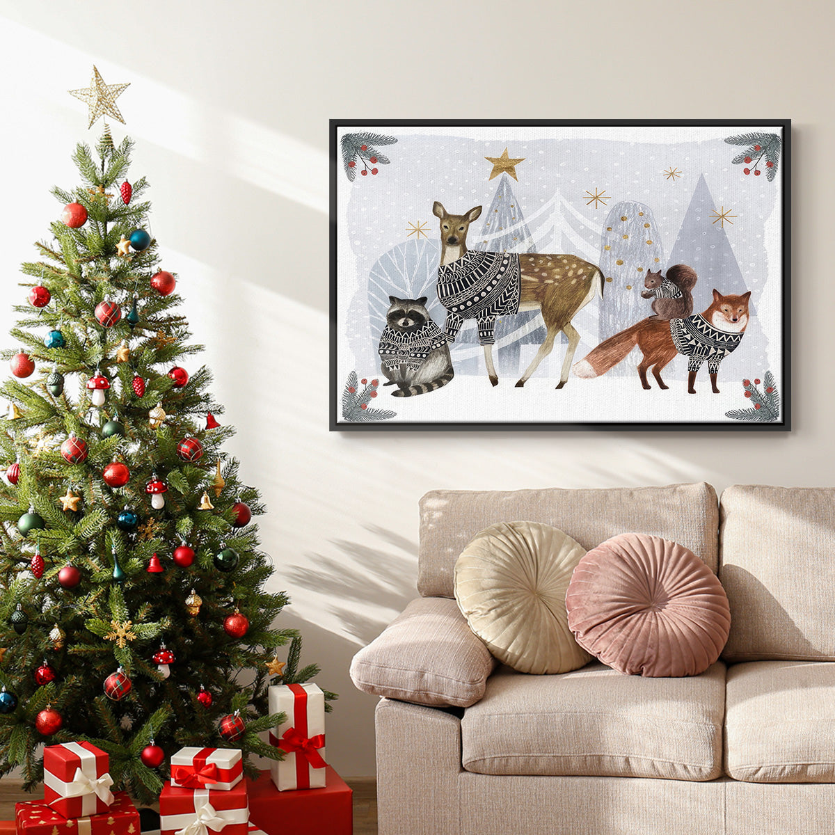 Cozy Christmas Collection A - Floater Framed Canvas Print