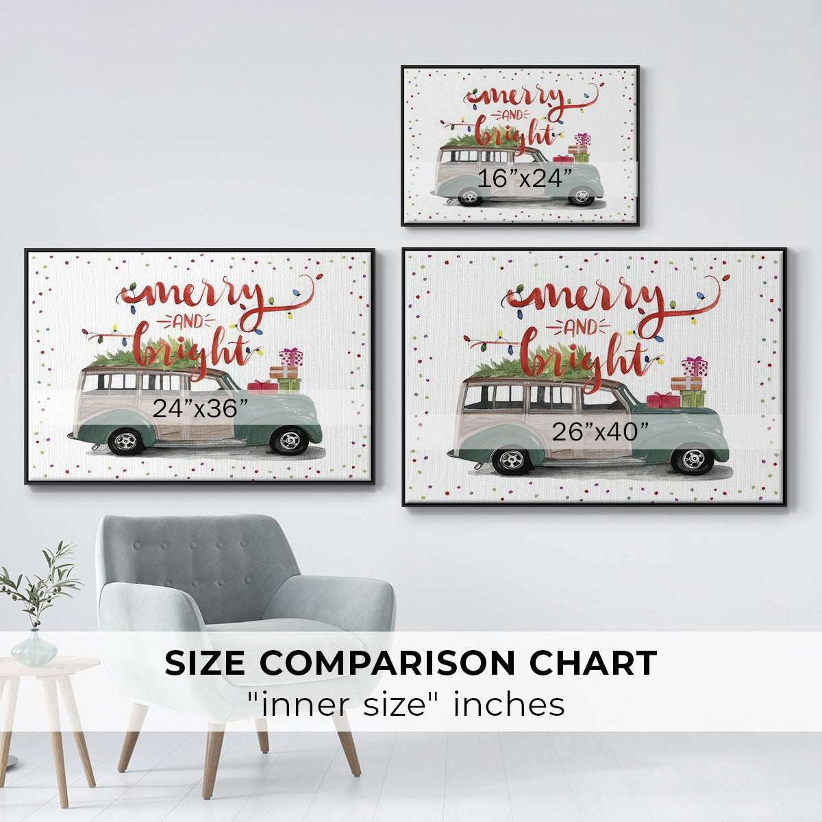 Christmas Cars Collection A - Floater Framed Canvas Print