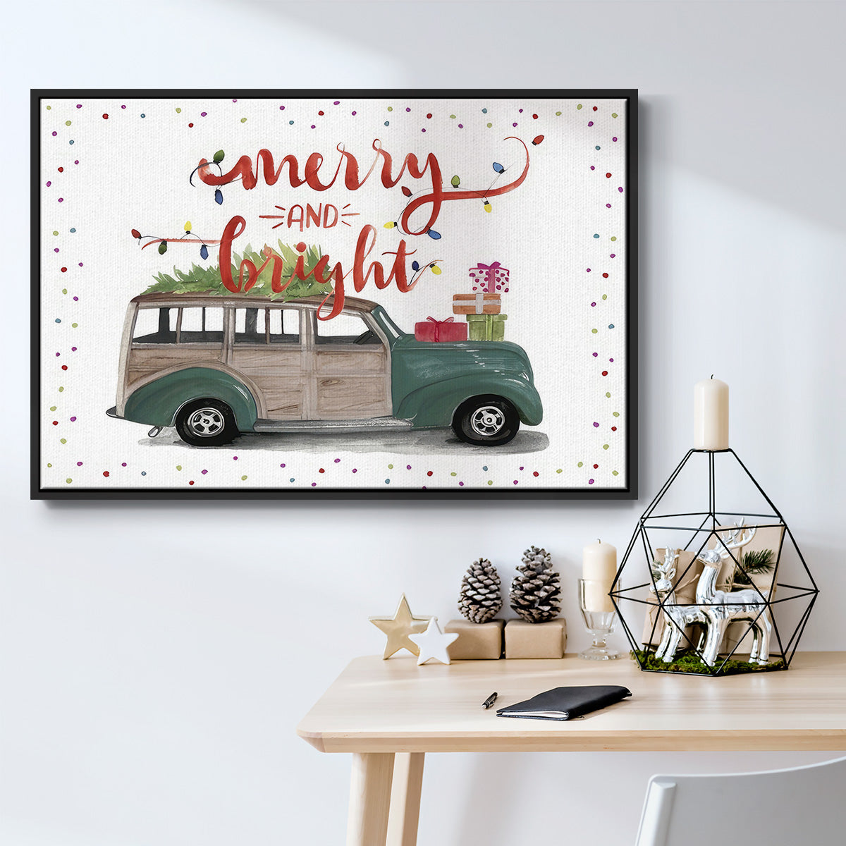Christmas Cars Collection A - Floater Framed Canvas Print