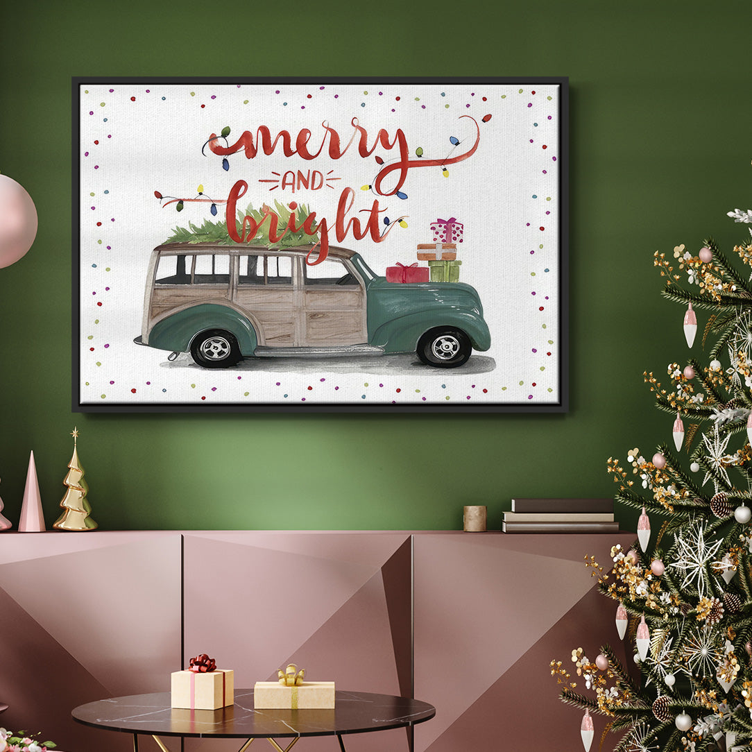 Christmas Cars Collection A - Floater Framed Canvas Print
