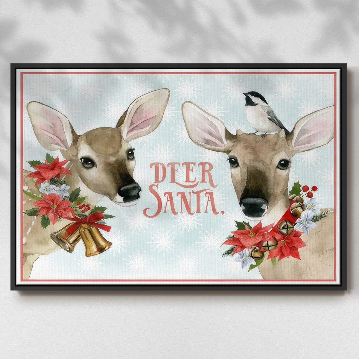 Deer Christmas Collection A - Floater Framed Canvas Print