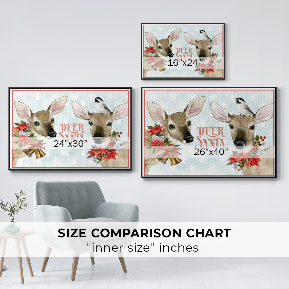 Deer Christmas Collection A - Floater Framed Canvas Print