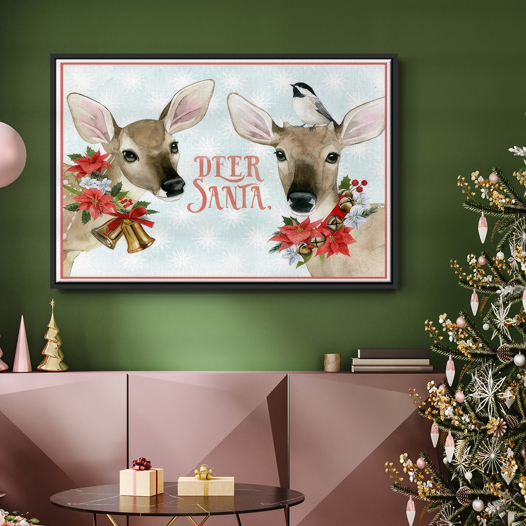Deer Christmas Collection A - Floater Framed Canvas Print