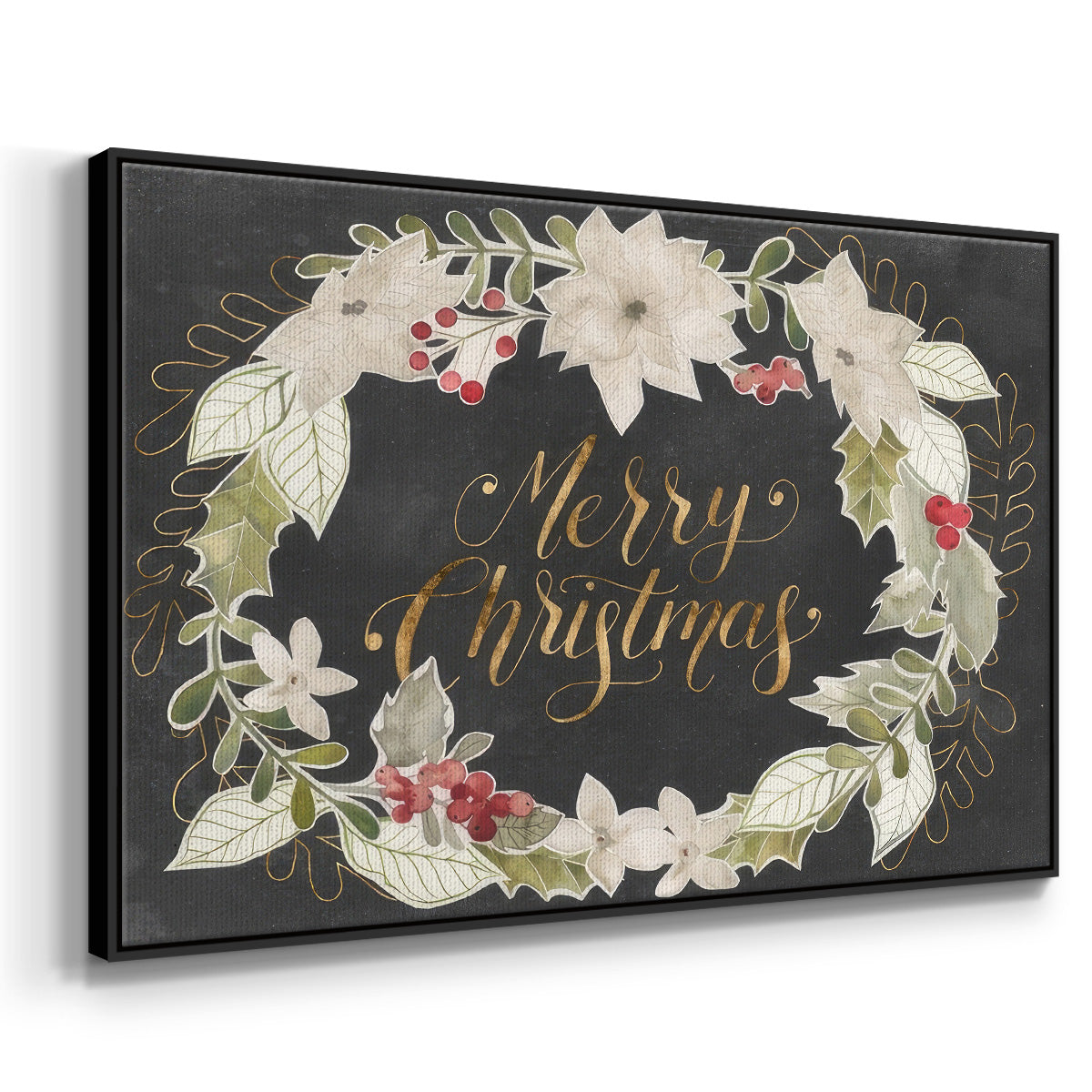 Gilded Christmas Collection A - Floater Framed Canvas Print