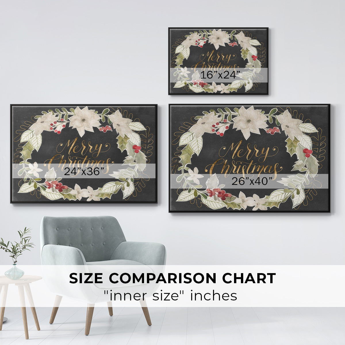 Gilded Christmas Collection A - Floater Framed Canvas Print
