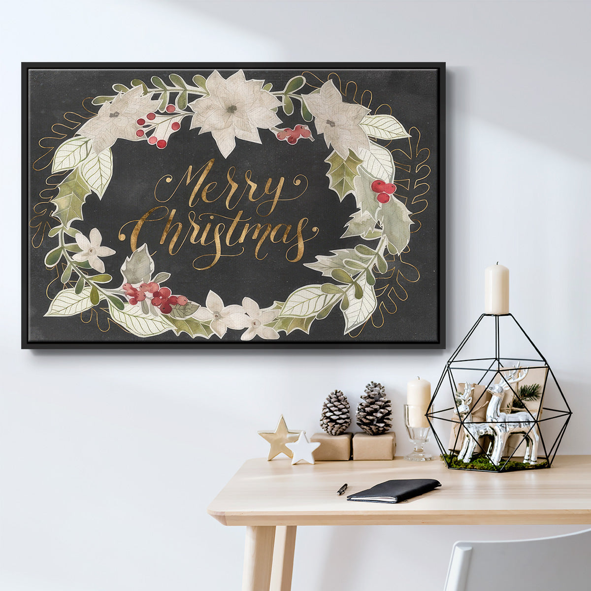 Gilded Christmas Collection A - Floater Framed Canvas Print