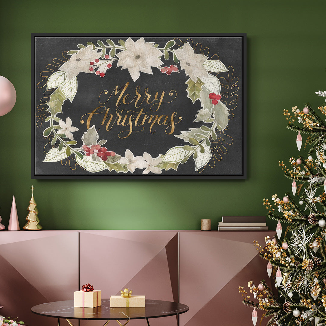 Gilded Christmas Collection A - Floater Framed Canvas Print