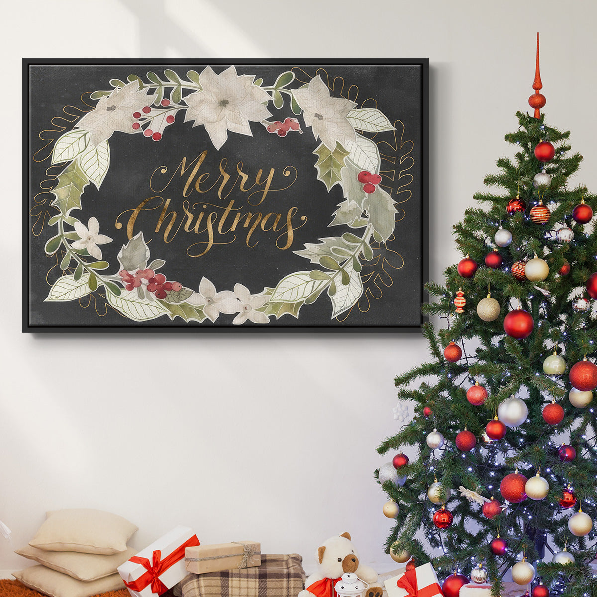 Gilded Christmas Collection A - Floater Framed Canvas Print