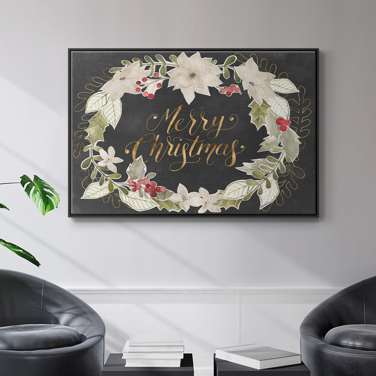 Gilded Christmas Collection A - Floater Framed Canvas Print