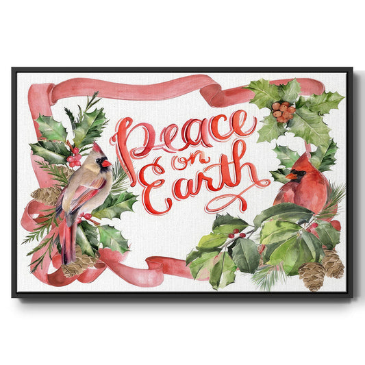Cardinal Holly Christmas Collection A - Floater Framed Canvas Print