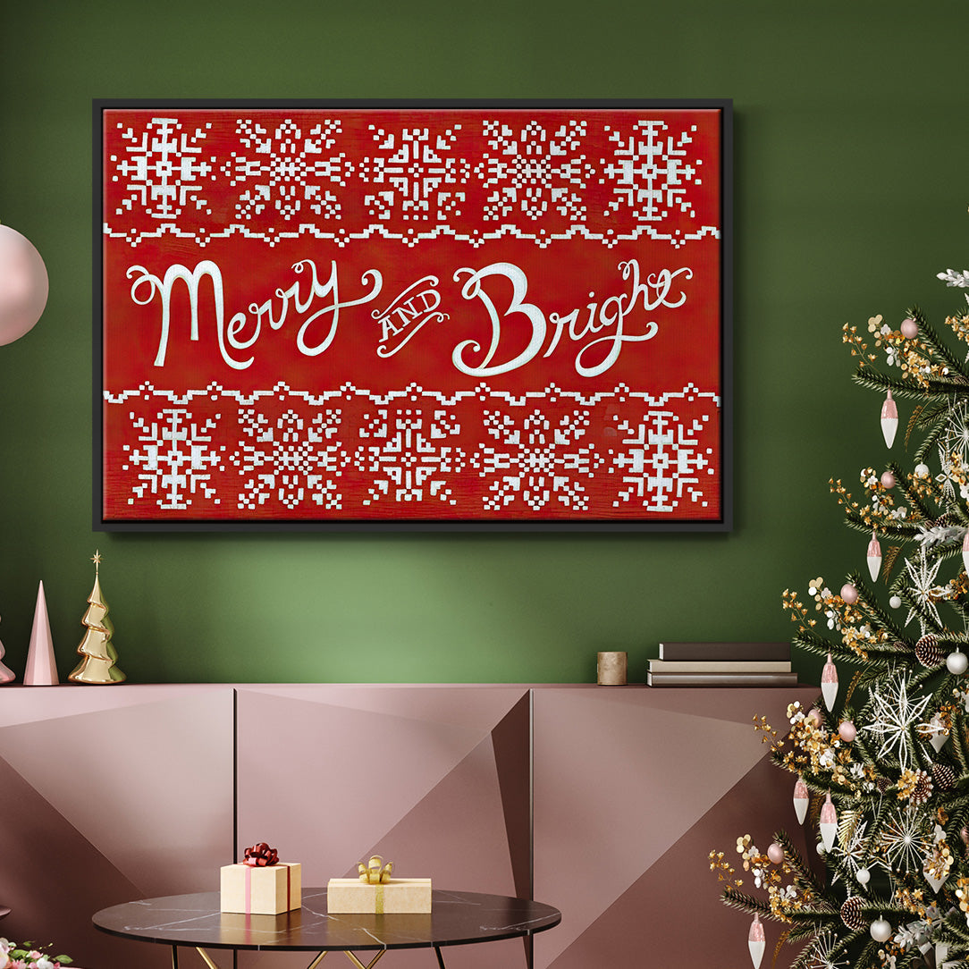 Fair Isle Snowflake I - Floater Framed Canvas Print