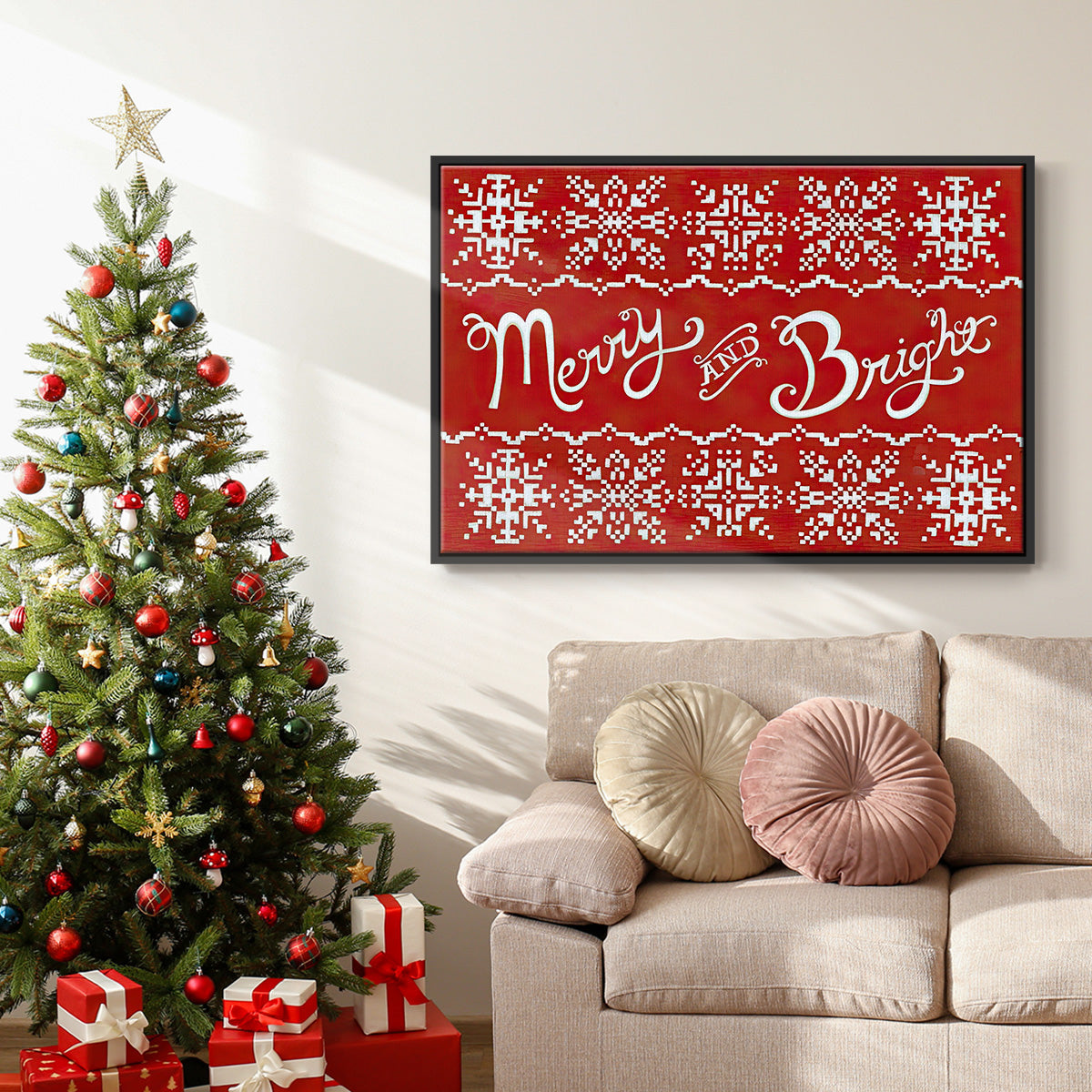 Fair Isle Snowflake I - Floater Framed Canvas Print