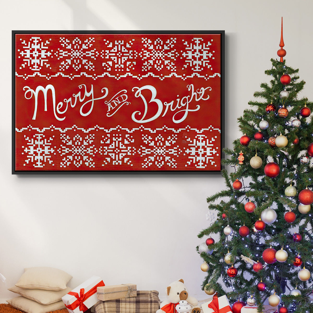 Fair Isle Snowflake I - Floater Framed Canvas Print