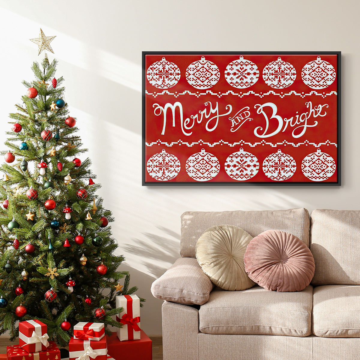 Fair Isle Snowflake II - Floater Framed Canvas Print