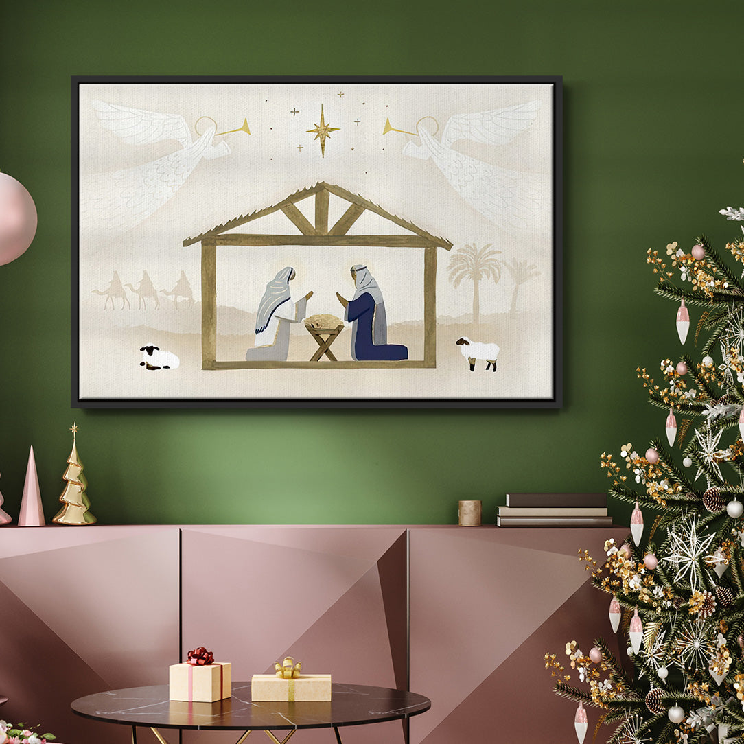 Away in a Manger Collection A - Floater Framed Canvas Print