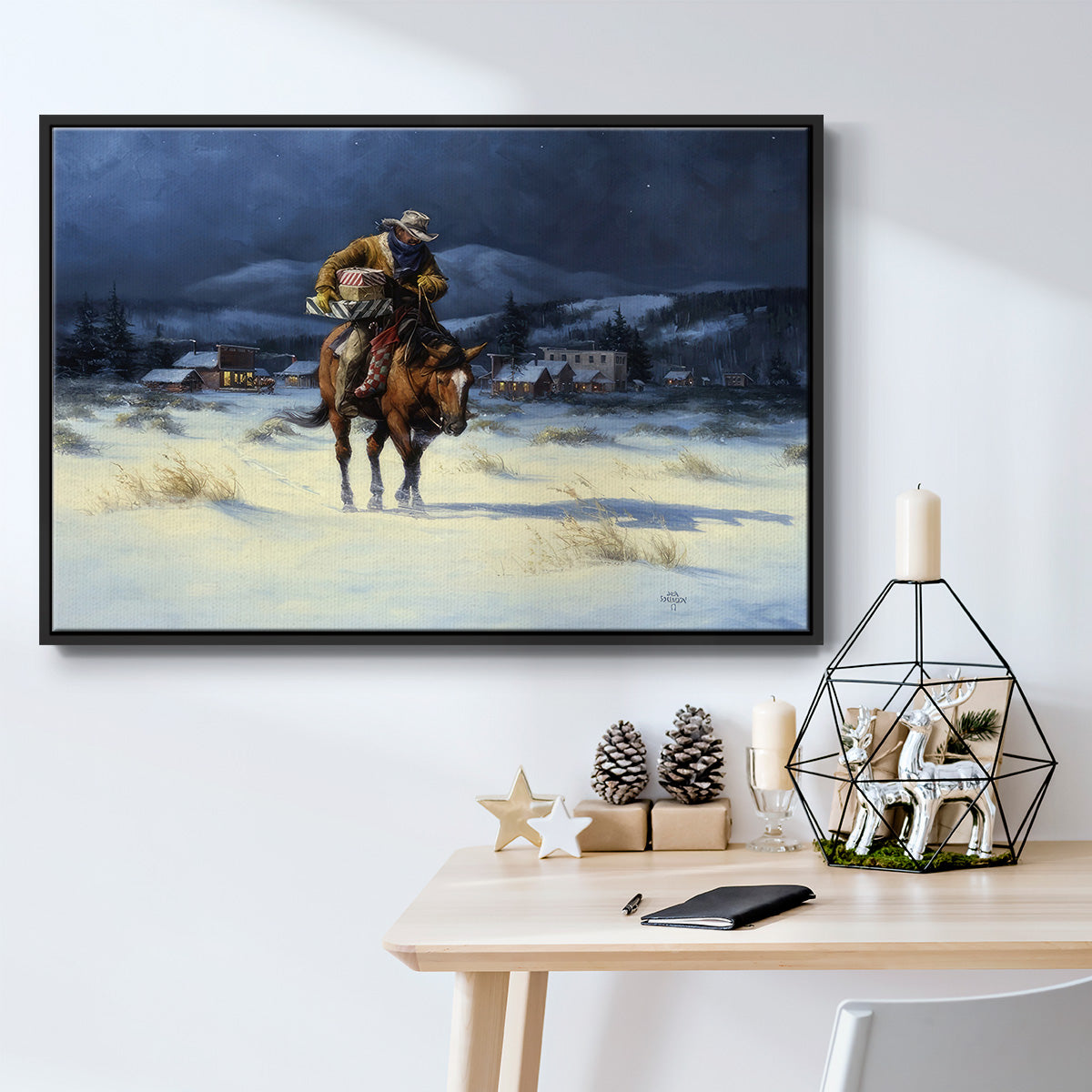 Bringing Christmas Home - Floater Framed Canvas Print