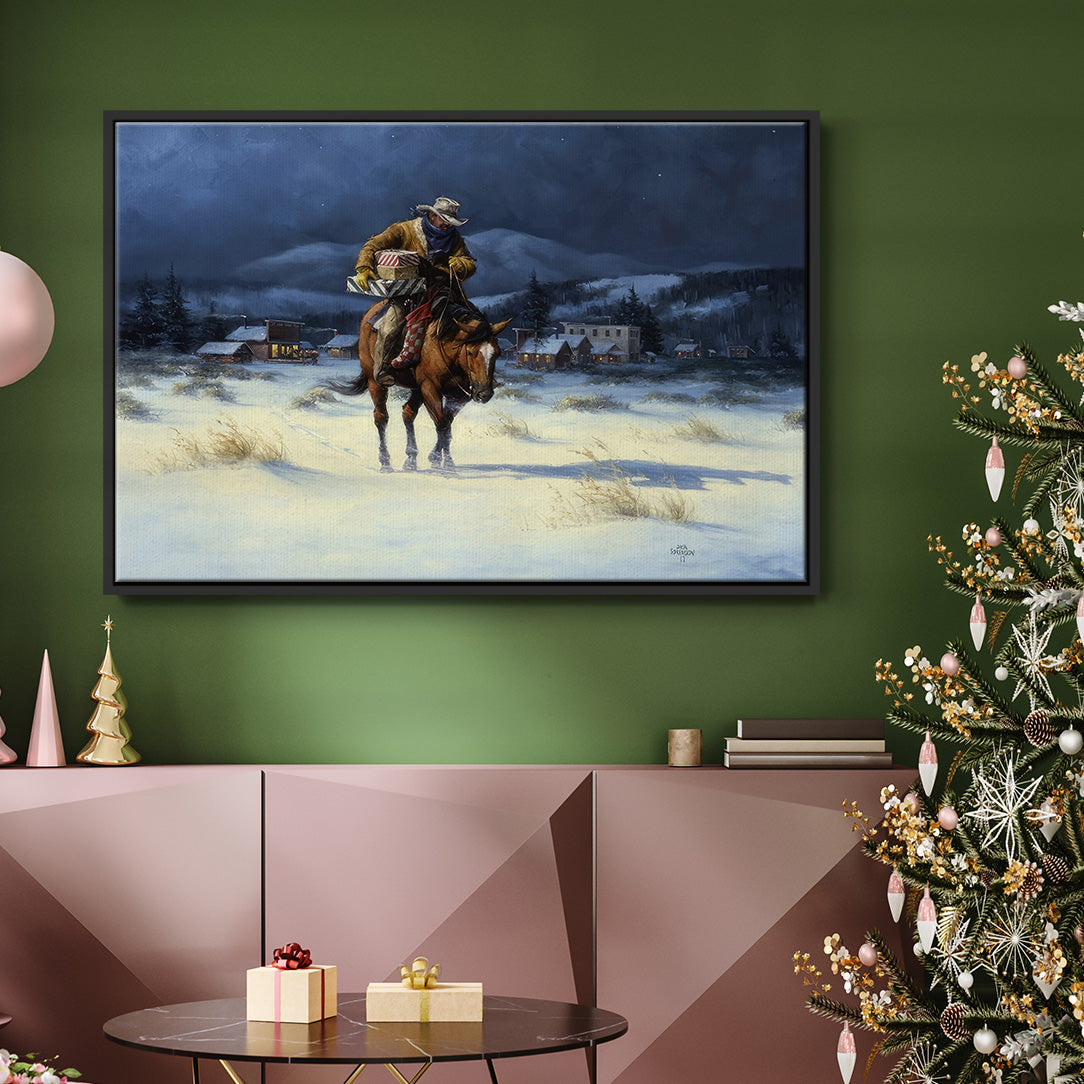 Bringing Christmas Home - Floater Framed Canvas Print