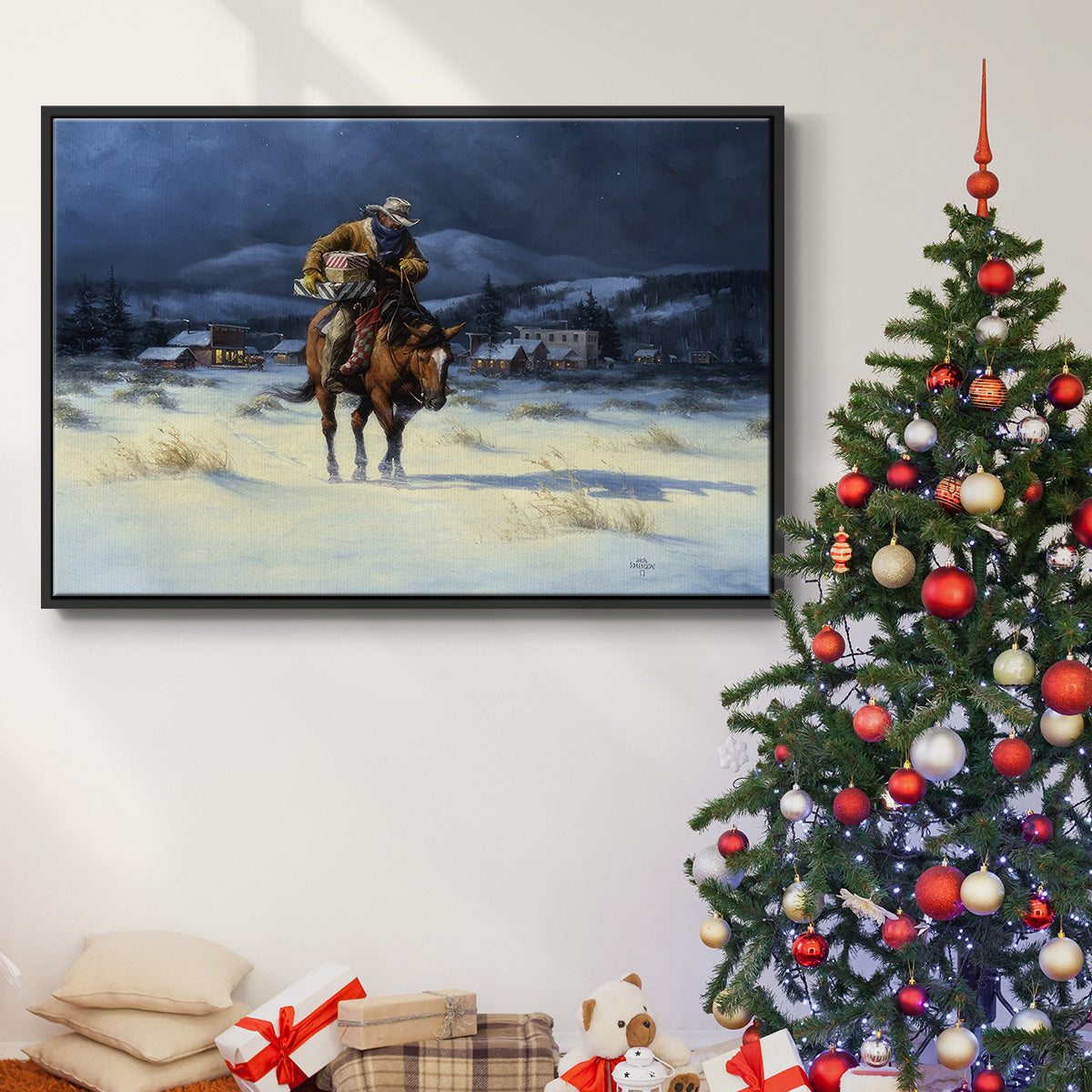 Bringing Christmas Home - Floater Framed Canvas Print