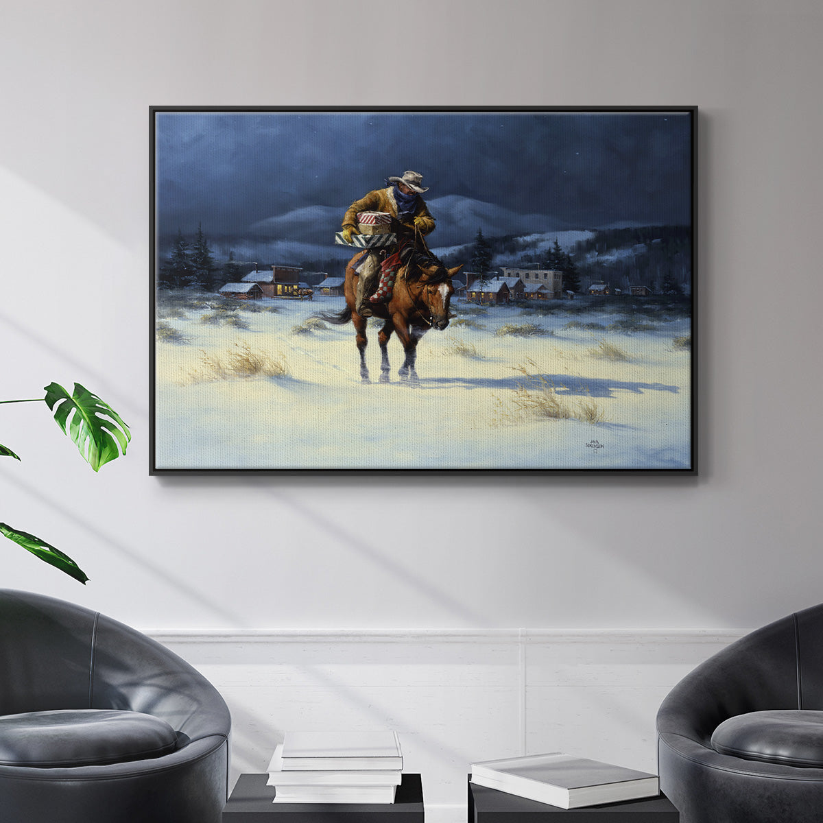 Bringing Christmas Home - Floater Framed Canvas Print
