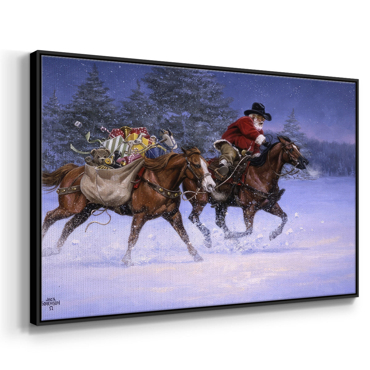 Christmas Rush - Floater Framed Canvas Print