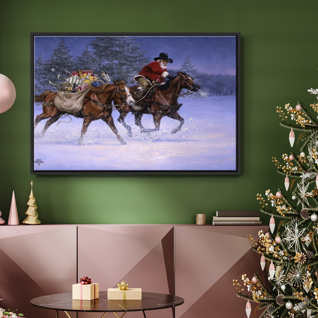 Christmas Rush - Floater Framed Canvas Print