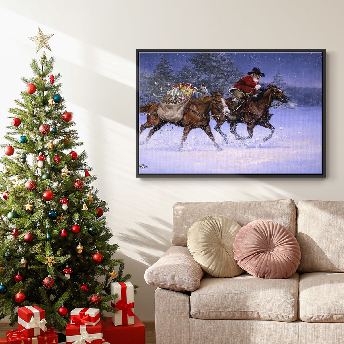 Christmas Rush - Floater Framed Canvas Print