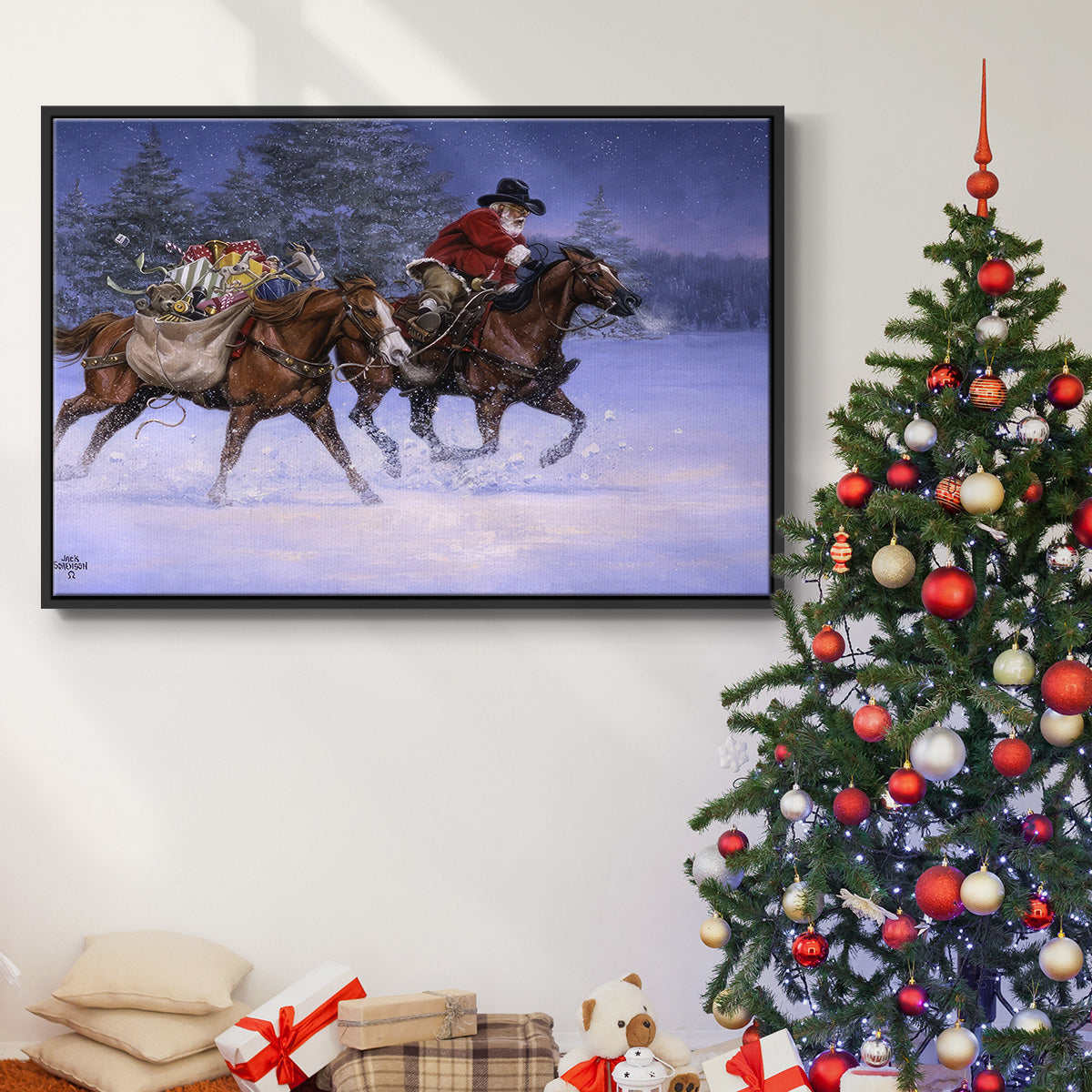 Christmas Rush - Floater Framed Canvas Print