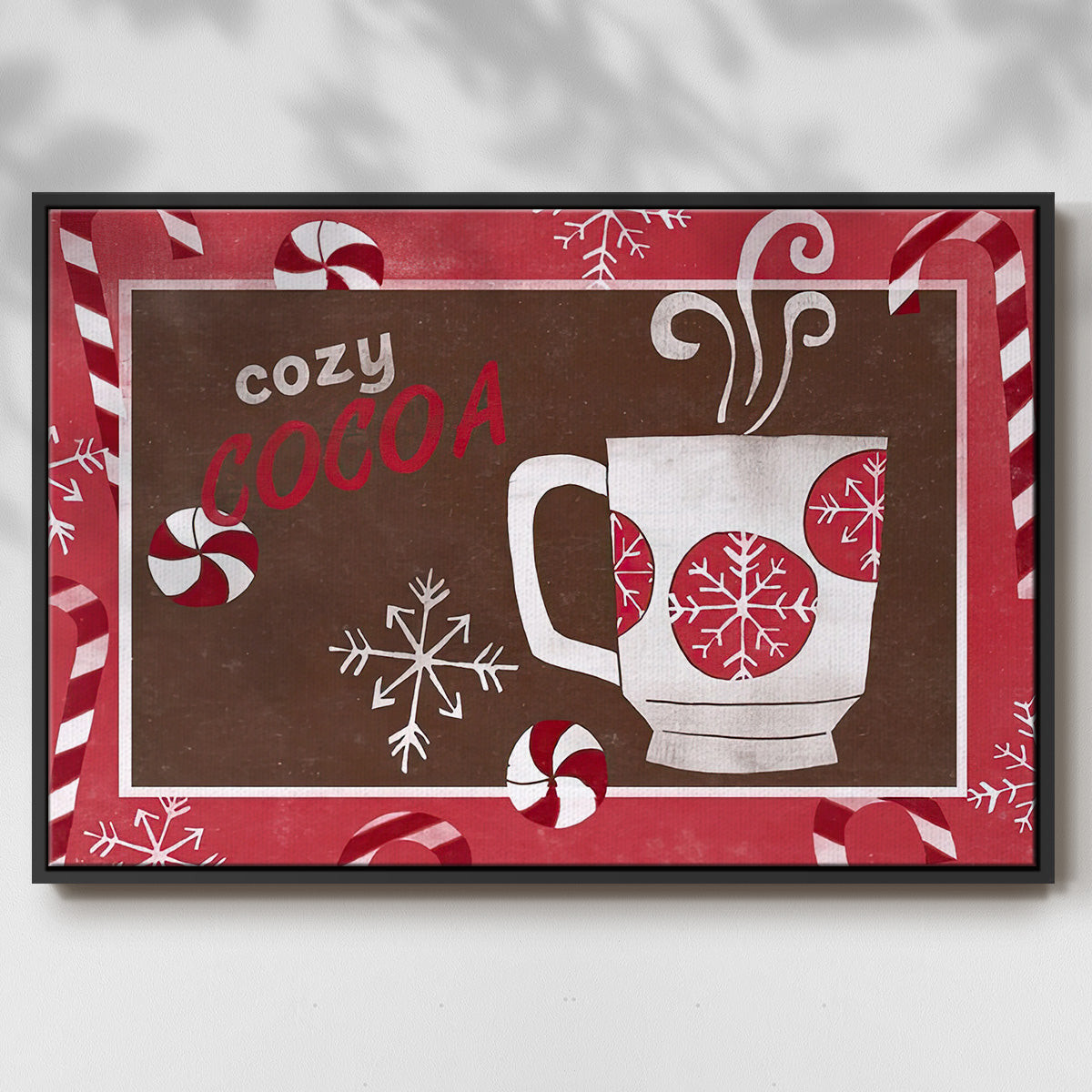 Cozy Cocoa Christmas Collection A - Floater Framed Canvas Print