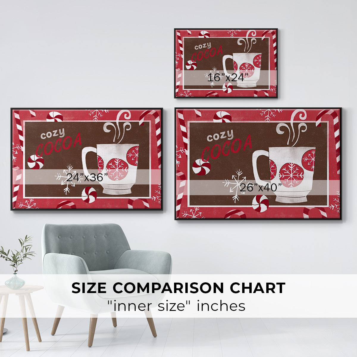 Cozy Cocoa Christmas Collection A - Floater Framed Canvas Print