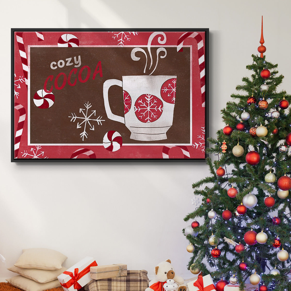 Cozy Cocoa Christmas Collection A - Floater Framed Canvas Print