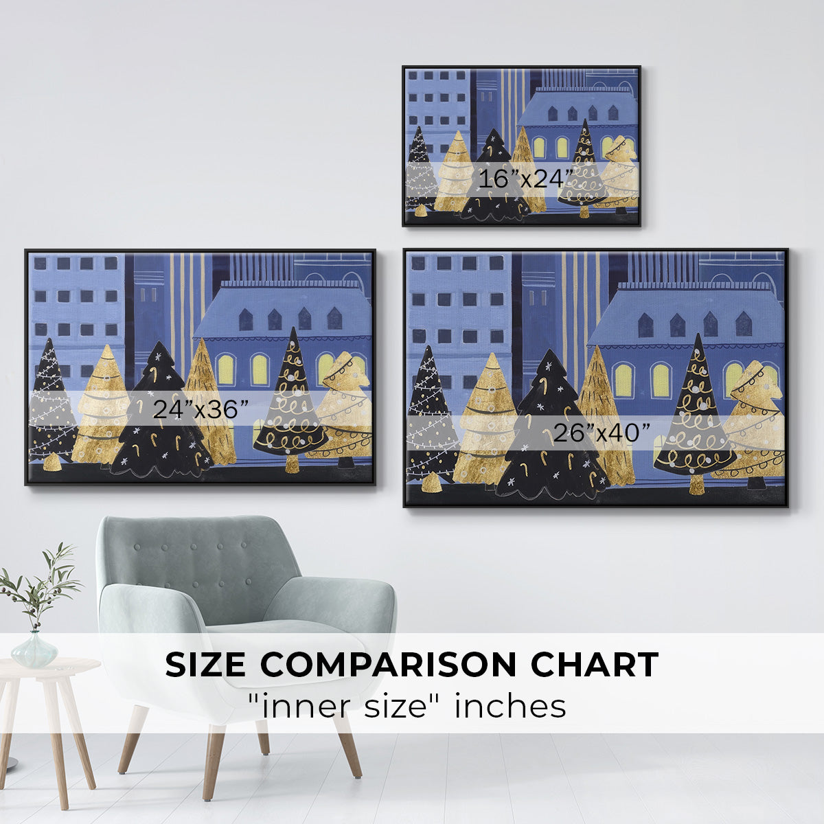 Holiday Night Collection A - Floater Framed Canvas Print