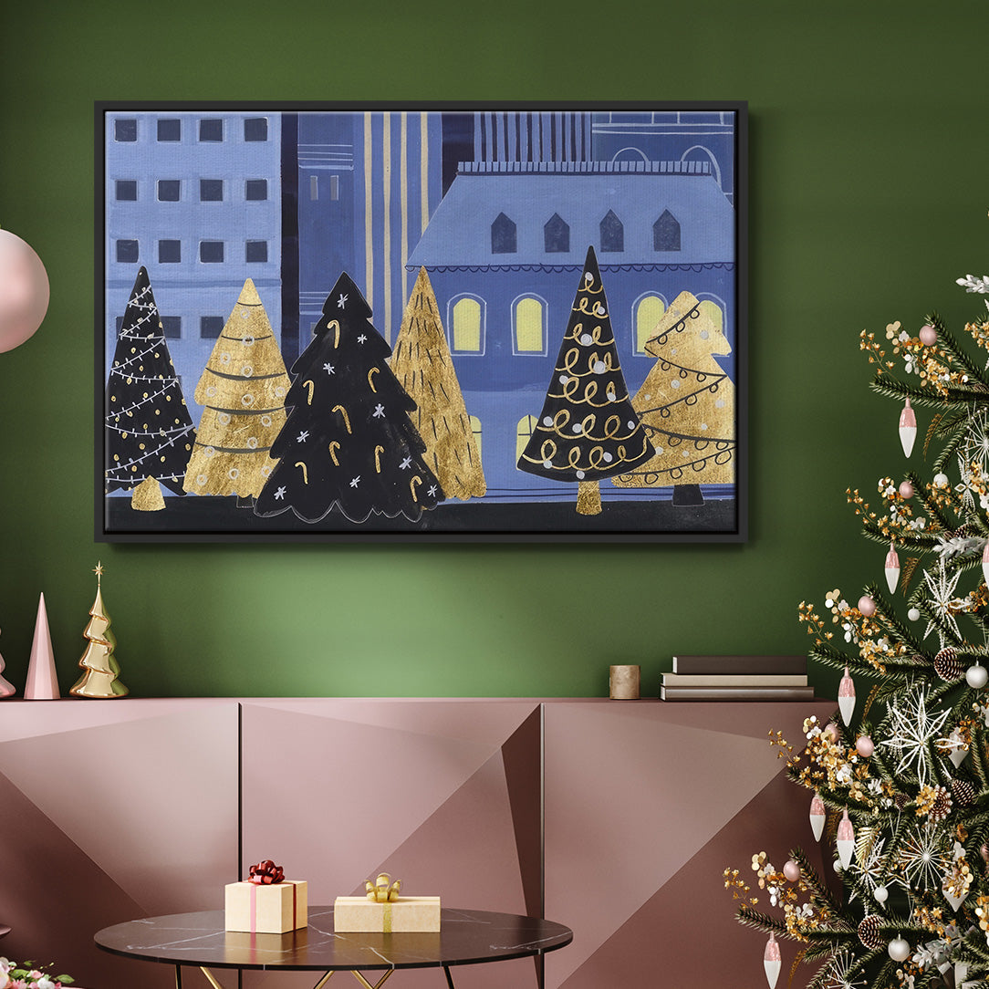Holiday Night Collection A - Floater Framed Canvas Print