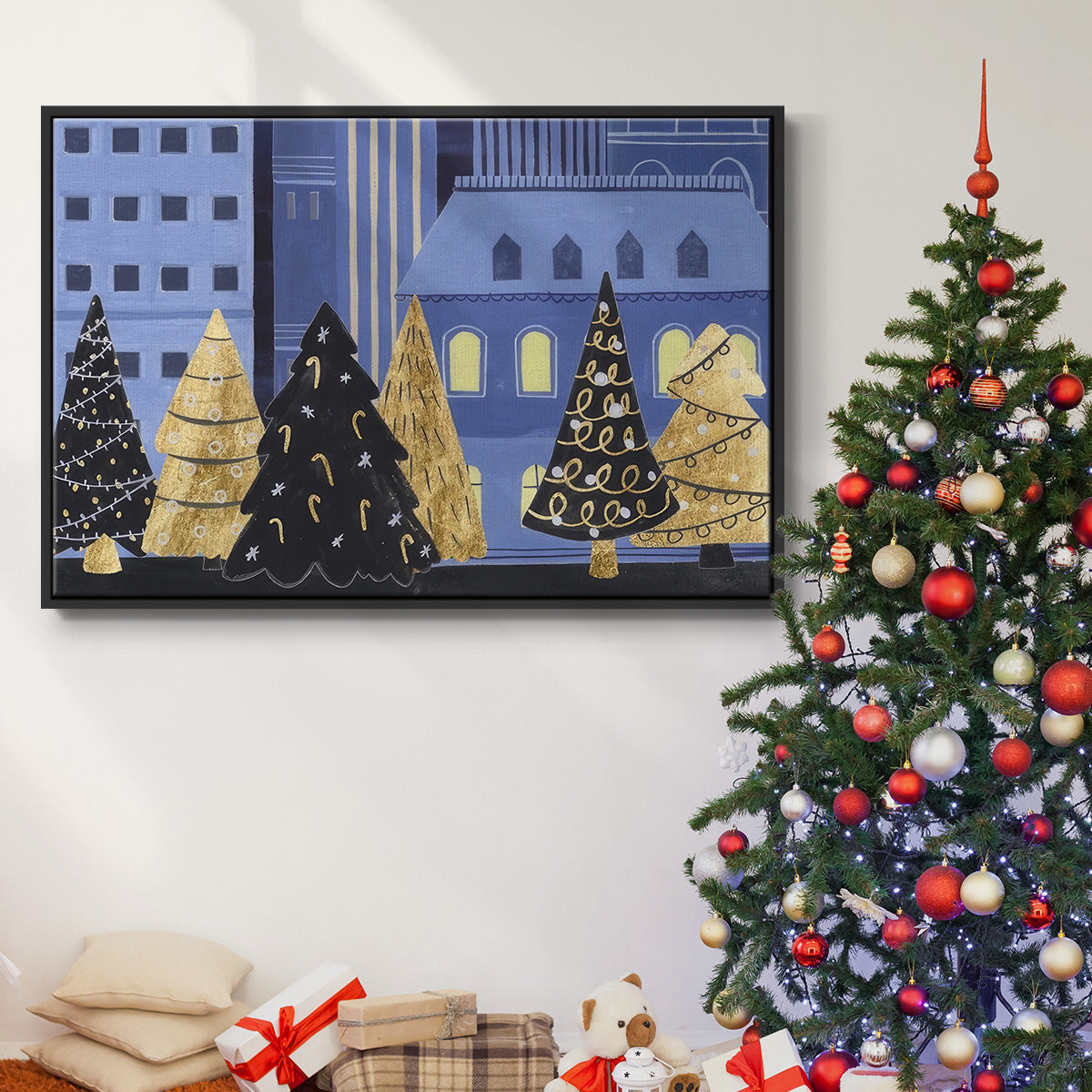 Holiday Night Collection A - Floater Framed Canvas Print