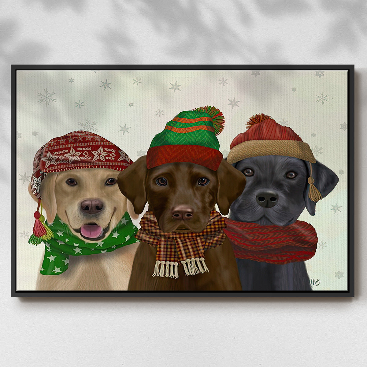 Christmas 3 Winter Labs - Floater Framed Canvas Print
