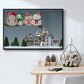 Christmas Owl Village - Floater Framed Canvas Print