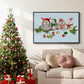 Fluffy Christmas Owls on Branch - Floater Framed Canvas Print