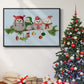Fluffy Christmas Owls on Branch - Floater Framed Canvas Print