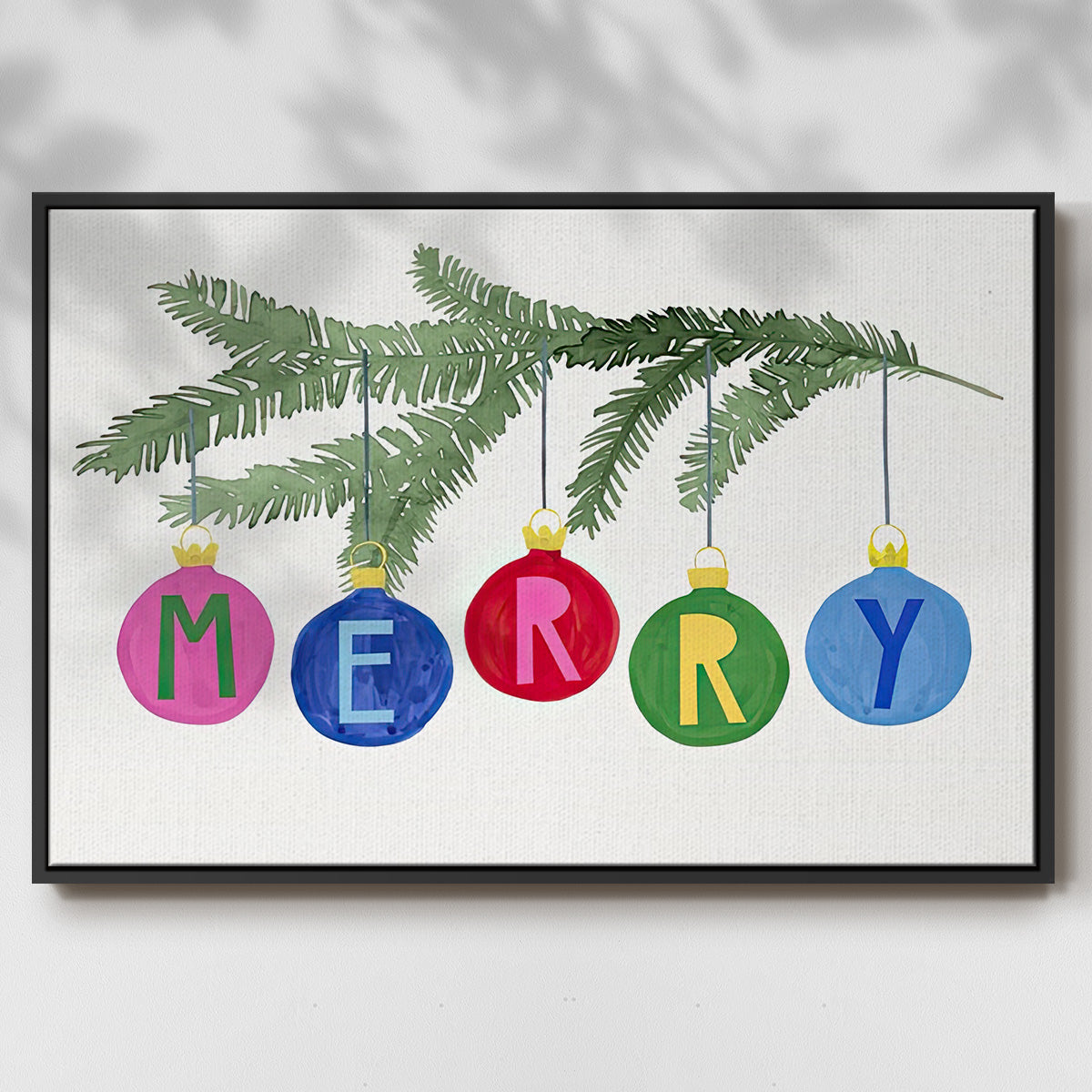 Colorful Christmas Collection A - Floater Framed Canvas Print