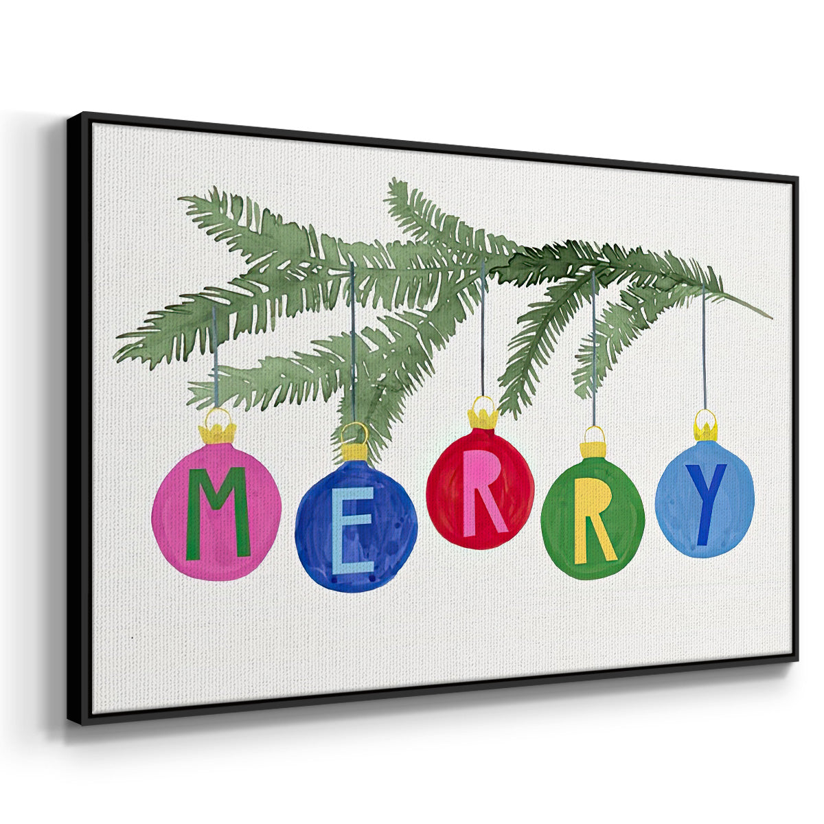 Colorful Christmas Collection A - Floater Framed Canvas Print