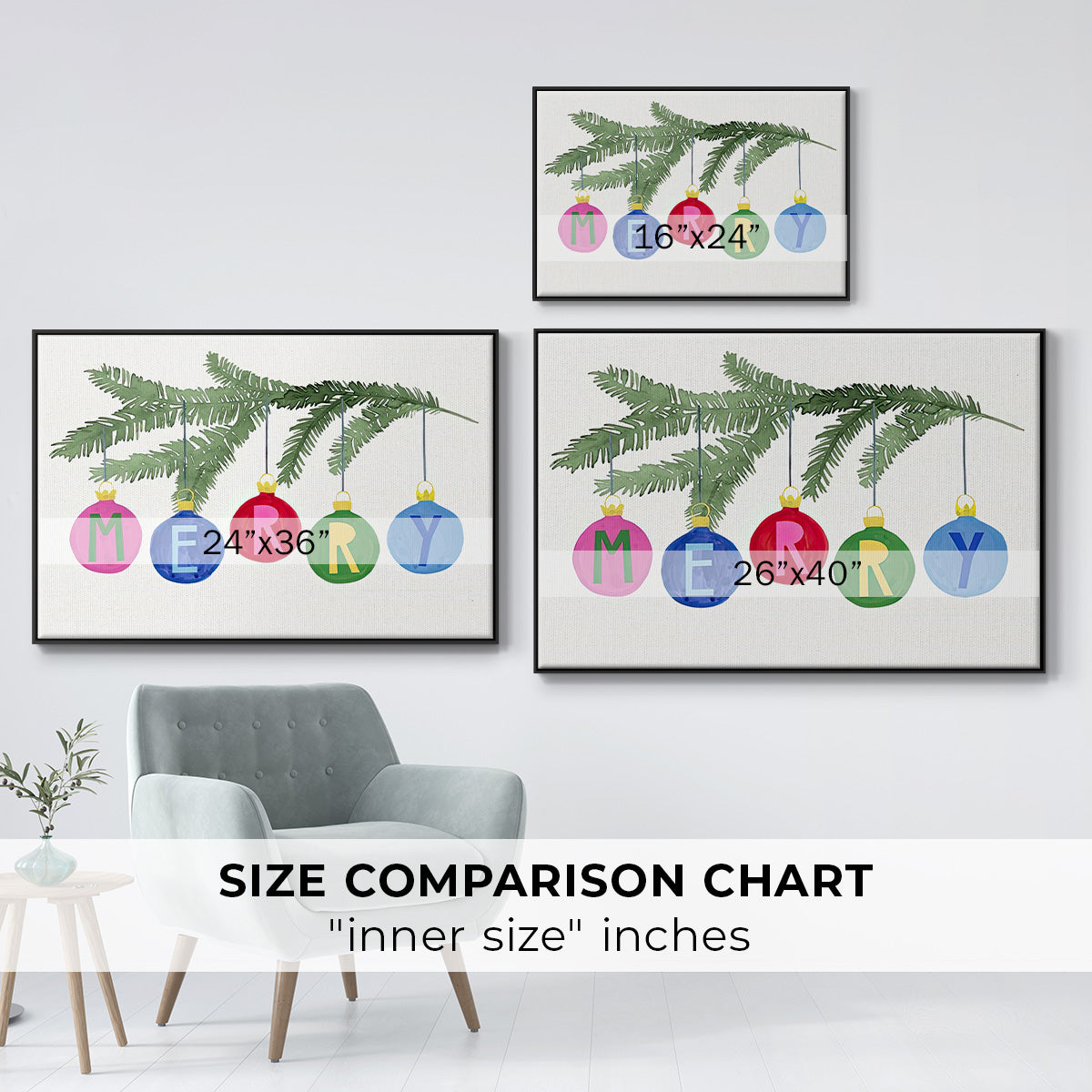 Colorful Christmas Collection A - Floater Framed Canvas Print