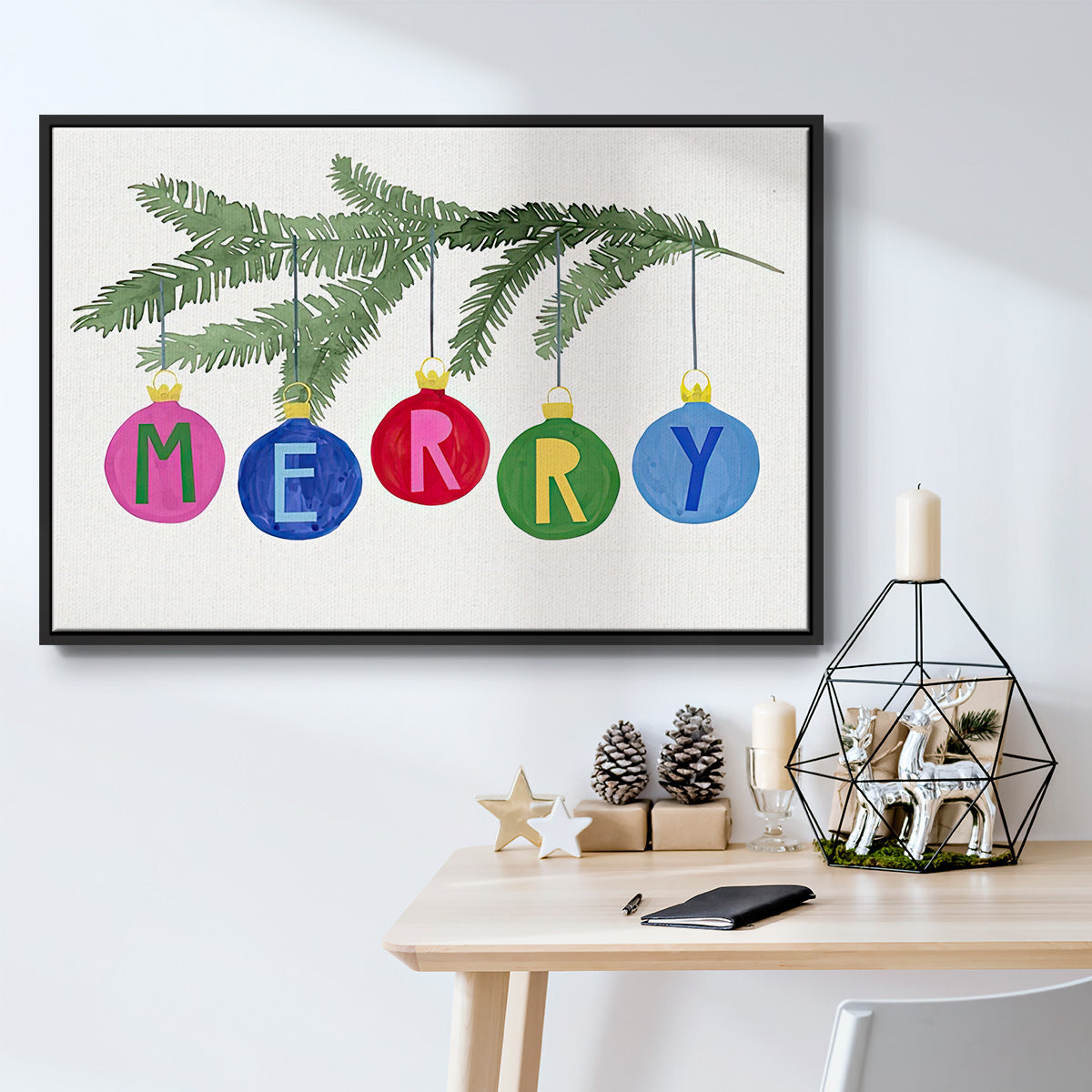 Colorful Christmas Collection A - Floater Framed Canvas Print