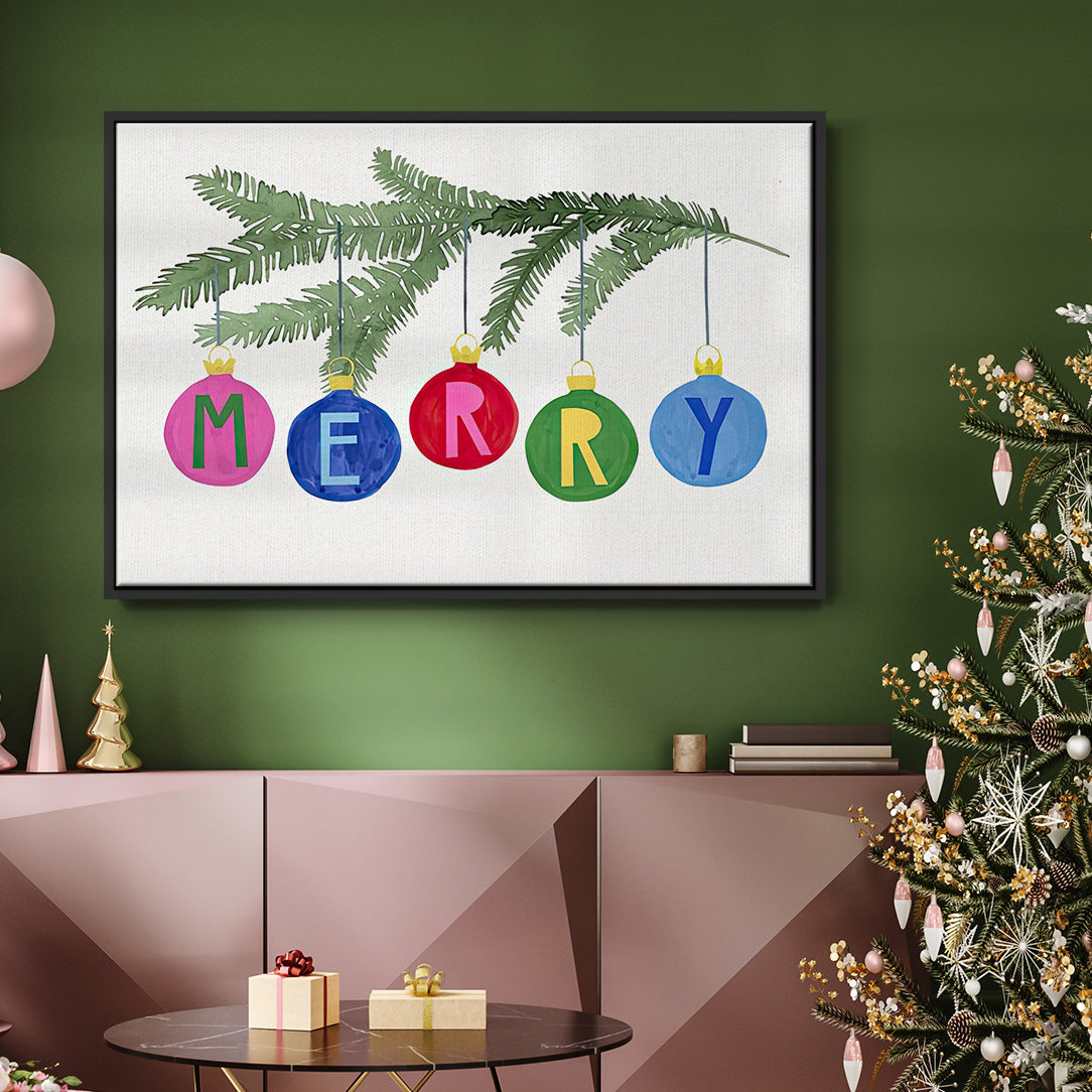 Colorful Christmas Collection A - Floater Framed Canvas Print