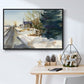Congregational Church in Winter - Floater Framed Canvas Print