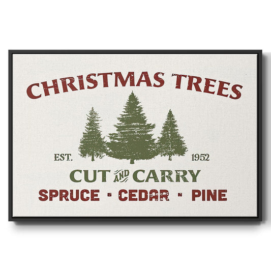 Christmas Farm Sign I - Floater Framed Canvas Print