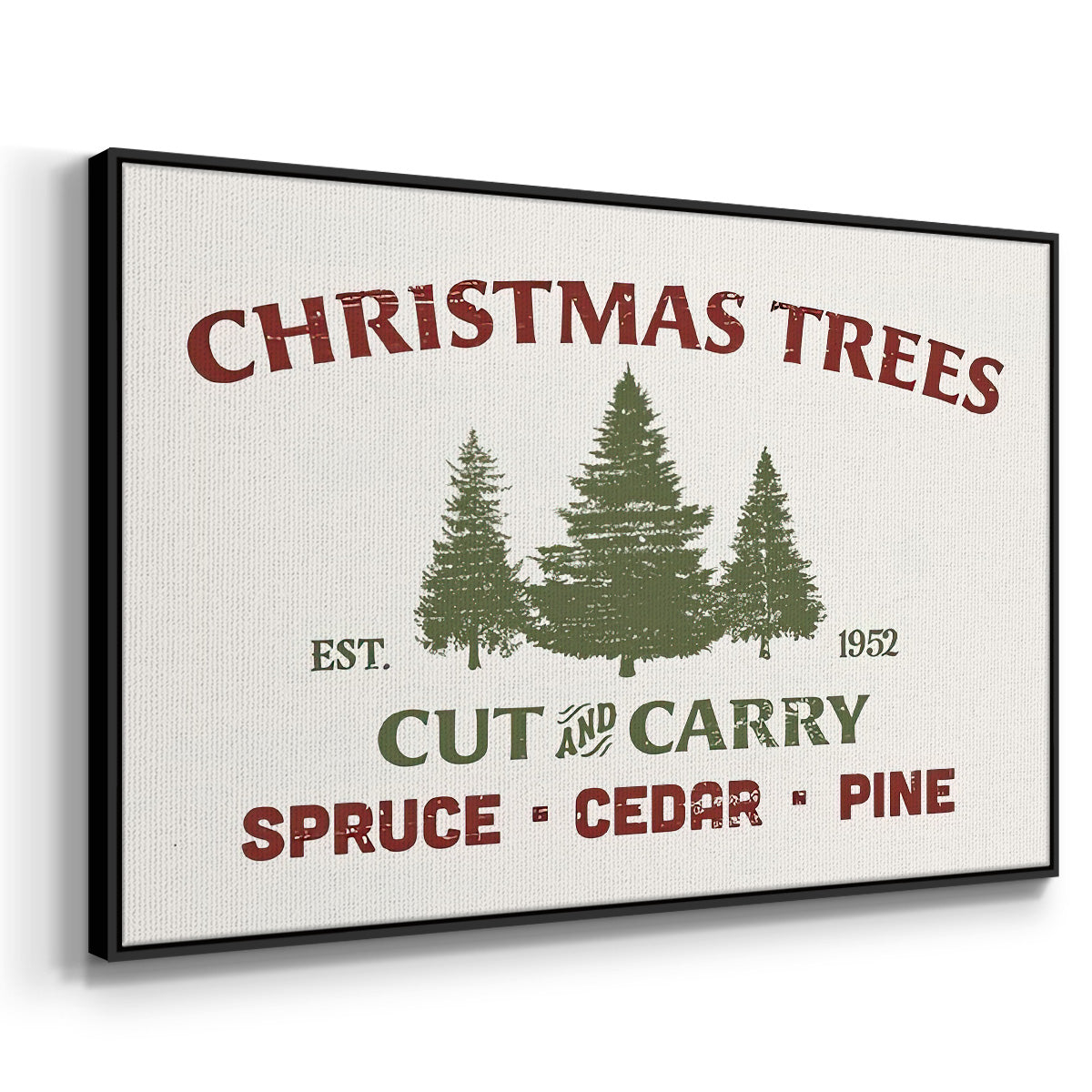 Christmas Farm Sign I - Floater Framed Canvas Print