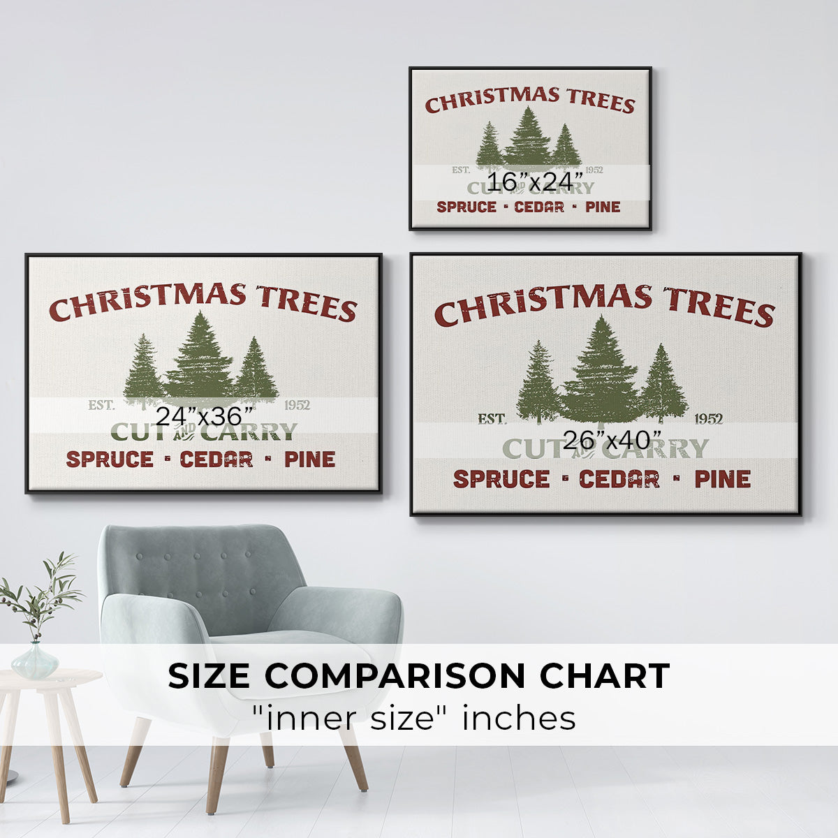 Christmas Farm Sign I - Floater Framed Canvas Print